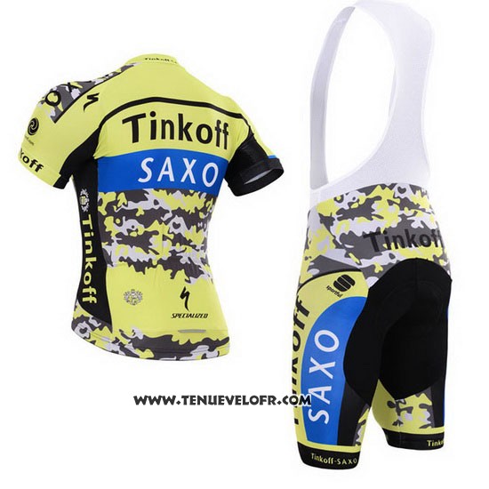 2015 Maillot Ciclismo Tinkoff Saxo Bank Noir et Jaune Manches Courtes et Cuissard